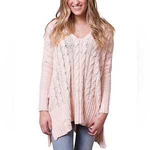 FREE PEOPLE: Easy Cable Pink Sweater -Size Large